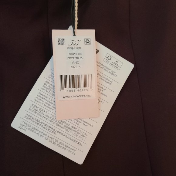NWT Cinq a Sept Kenna Off The Shoulder Dress, Size 6 - Picture 5 of 5